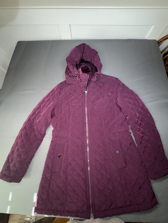 Liz Claiborne Jackets & Blazers - Liz Claiborne Women’s Purple Hooded Quilted Mid-Length Jacket Zip/Snap M